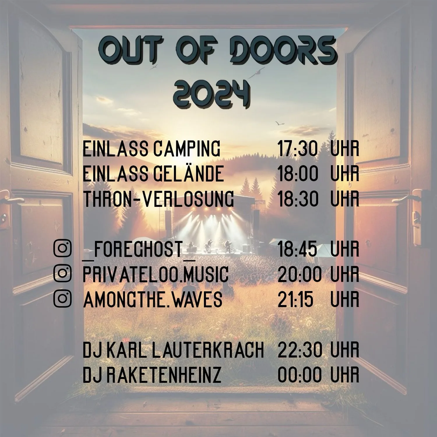 Zeitplan Out of Doors 2024